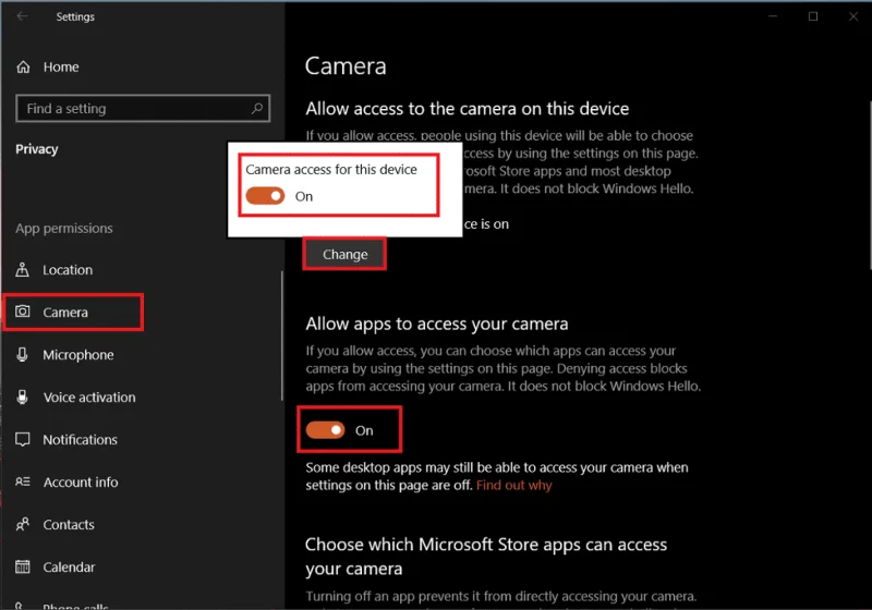 ラップトップカメラがWindows10で機能しない問題を修正