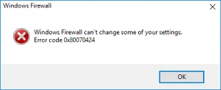 Fix Windows Firewall kan sommige instellingen niet wijzigen Fout 0x80070424 Fix Windows Firewall kan sommige instellingen niet wijzigen Fout 0x80070424
