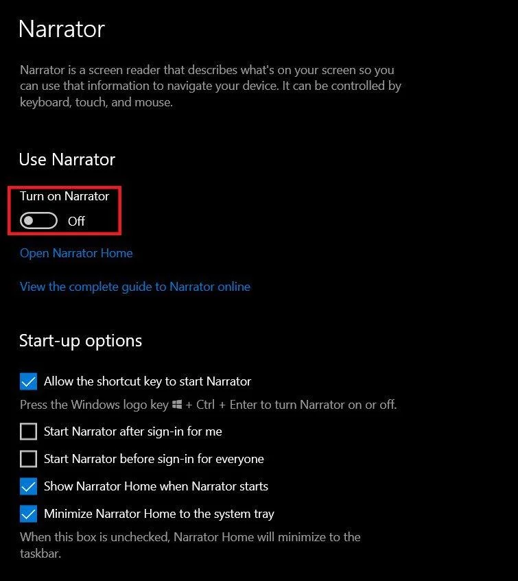 如何在 Windows 10 中關閉講述人語音