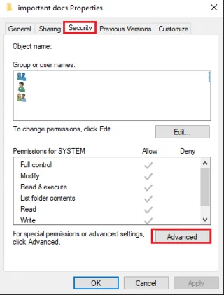 رفع خطای Failed to Enumerate Objects in Container در ویندوز 10