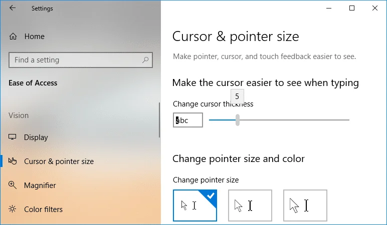 3 طرق لتغيير ثخانة المؤشر في نظام التشغيل Windows 10