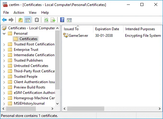 Sandarkan Sijil EFS Anda dan Kunci masuk Windows 10