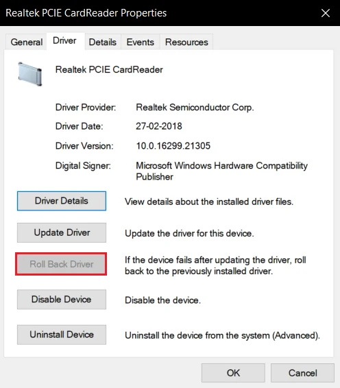 Fix Windows 10 Realtek-kaartlezer werkt niet