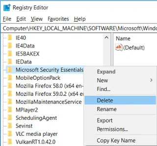 Windows10でMicrosoftSecurityEssentialsをアンインストールする