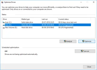 Schijven optimaliseren en defragmenteren in Windows 10