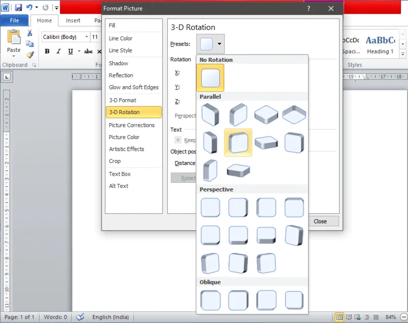 Cara Memutar Gambar atau Gambar di Word