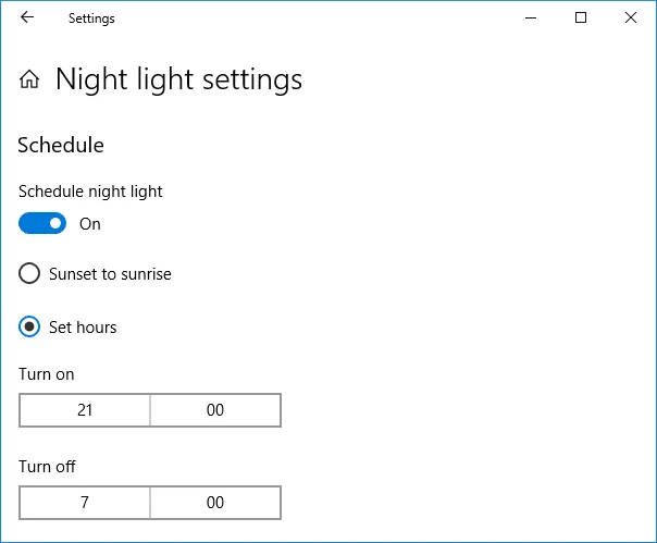 Nachtlampje in- of uitschakelen in Windows 10