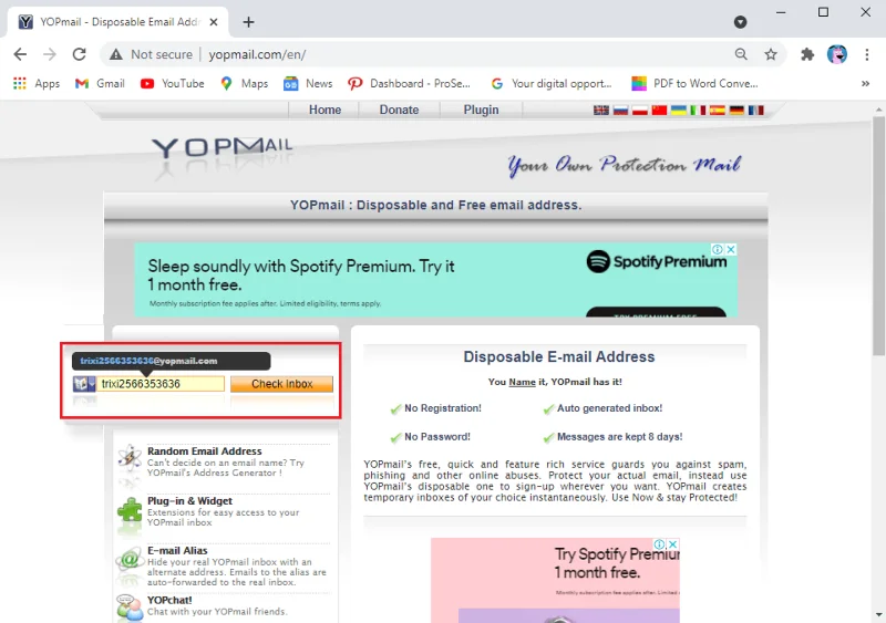 Tijdelijke e-mailadressen maken met YOPmail