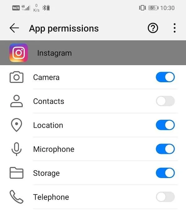 AndroidのInstagramでカメラにアクセスできない問題を修正