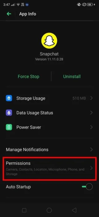 Reparar la cámara de Snapchat que no funciona (problema de pantalla negra)