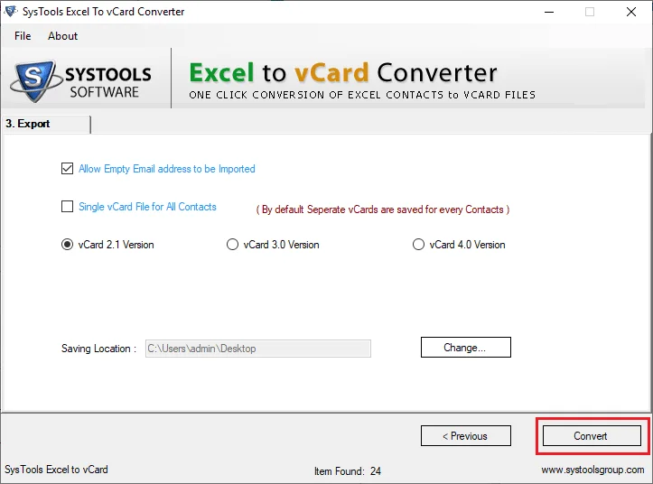 Bagaimana untuk menukar fail Excel (.xls) kepada fail vCard (.vcf)?