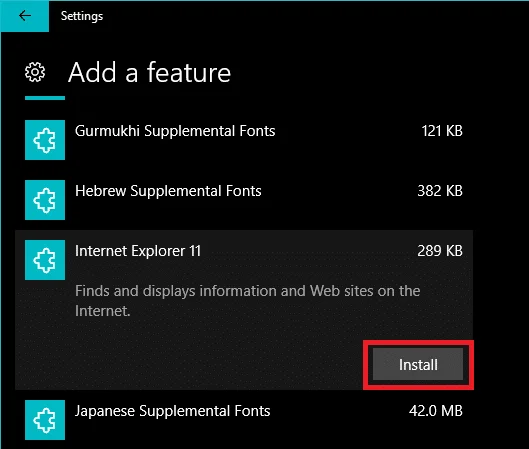 Cara memasang Internet Explorer pada Windows 10