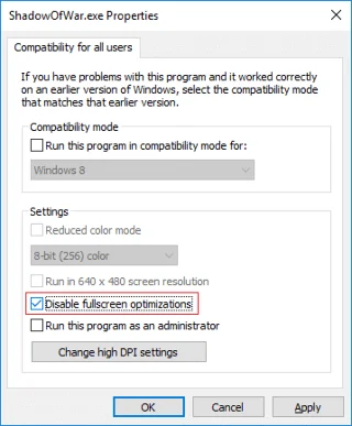 Cara Melumpuhkan Pengoptimuman Skrin Penuh dalam Windows 10