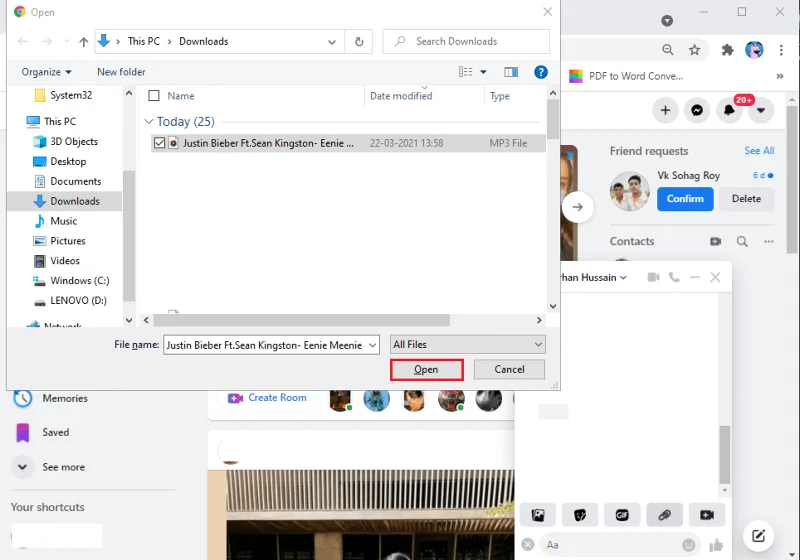 Comment envoyer de la musique sur Facebook Messenger