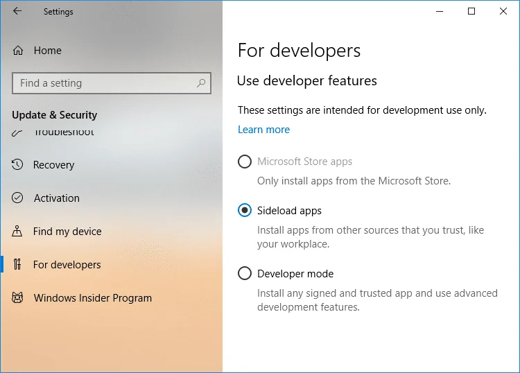 تمكين أو تعطيل وضع المطور في نظام التشغيل Windows 10