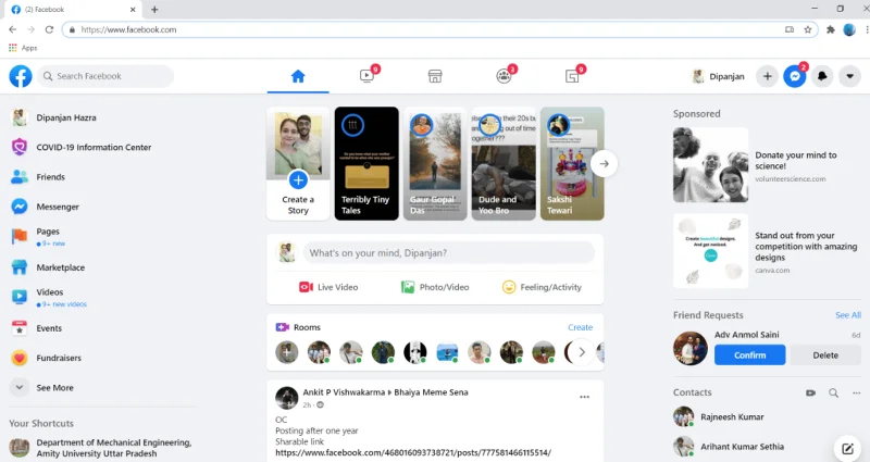 Facebookのホームページが正しく読み込まれない問題を修正する