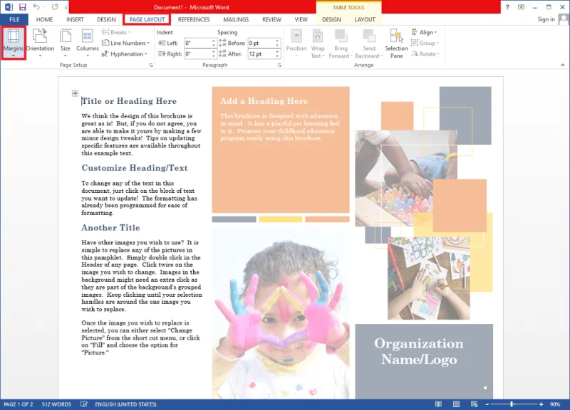 Cómo configurar márgenes de 1 pulgada en Microsoft Word
