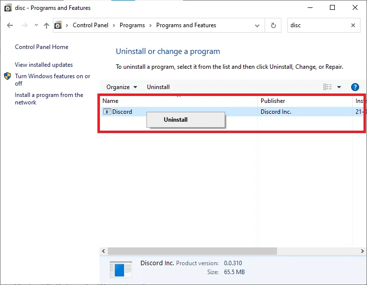 如何在 Windows 10 上完全卸載 Discord