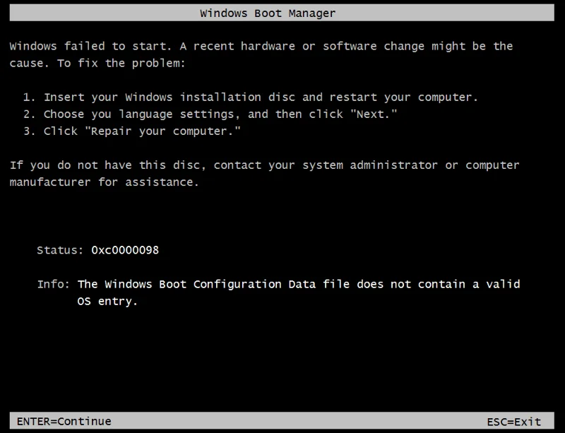 [OPGELOST] Opstartfout 0xc0000098 op Windows 10