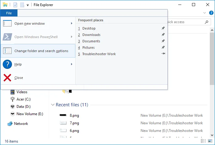 Cara Membuka Pilihan Folder dalam Windows 10