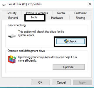 チェックディスクユーティリティ（CHKDSK）でファイルシステムエラーを修正