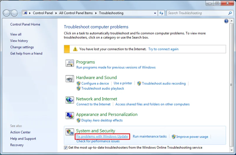 ダウンロードされないWindows7アップデートを修正