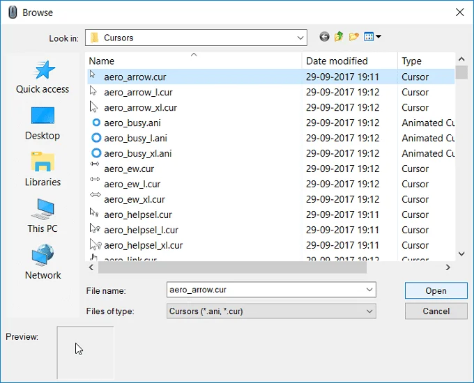 Windows10でマウスポインタを変更する方法