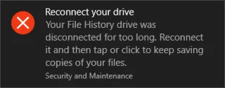 修正Windows10でのドライブの再接続警告
