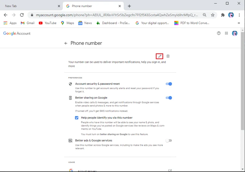 在 Google 帳戶中更改您的姓名、電話號碼和其他信息