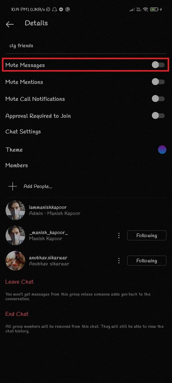 Cómo evitar que las personas te agreguen al grupo de Instagram