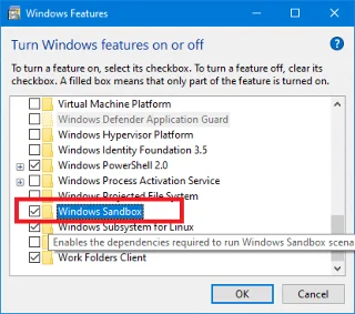 Windows 10 Sandbox-functie in- of uitschakelen Windows 10 Sandbox-functie in- of uitschakelen