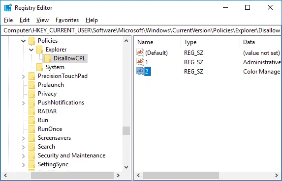Verberg items in het Configuratiescherm in Windows 10