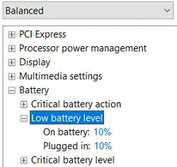 Windows10でクリティカルバッテリーレベルを変更する