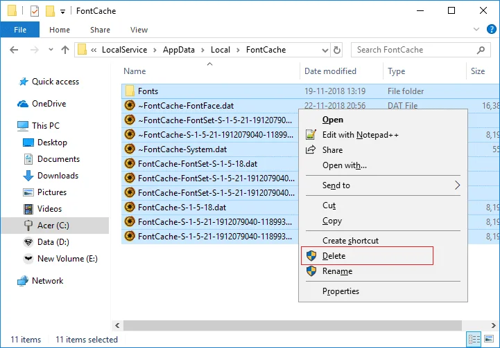Herbouw lettertypecache in Windows 10