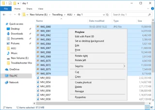 Corregir elementos del menú contextual que faltan cuando se seleccionan más de 15 archivos