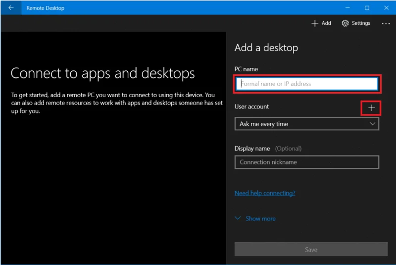 De Remote Desktop-app gebruiken op Windows 10