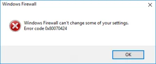 Fix Windows Firewall kan sommige instellingen niet wijzigen Fout 0x80070424