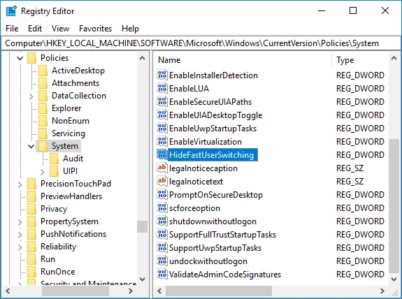 Cara Mendayakan atau Lumpuhkan Penukaran Pengguna Pantas dalam Windows 10