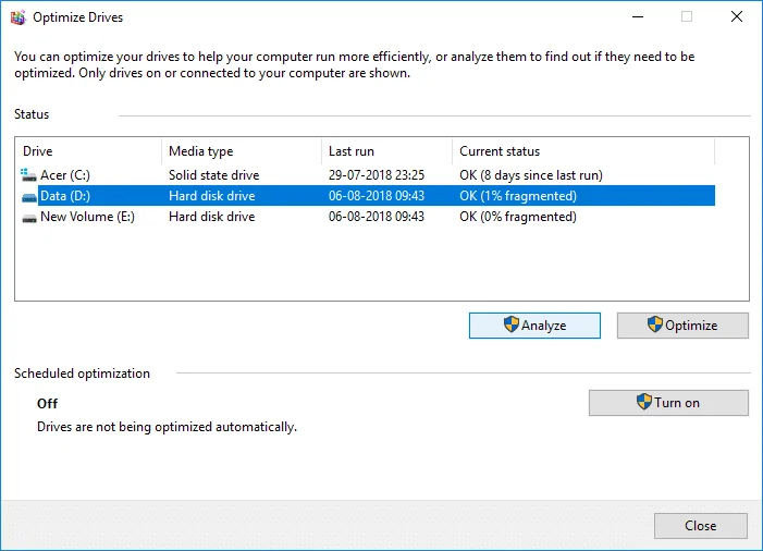 كيفية تحسين محركات الأقراص وإلغاء تجزئتها في نظام التشغيل Windows 10