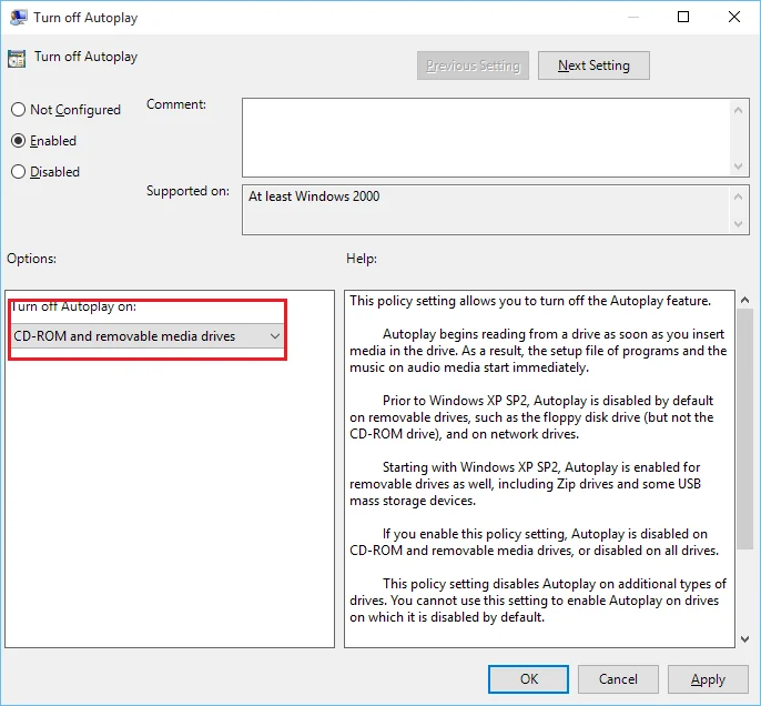 Windows10で自動再生を有効または無効にする