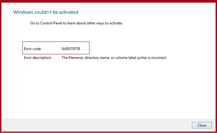 Fix Windows 10 activeringsfout 0x8007007B of 0x8007232B