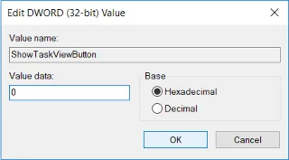 Schakel de knop Taakweergave uit in Windows 10
