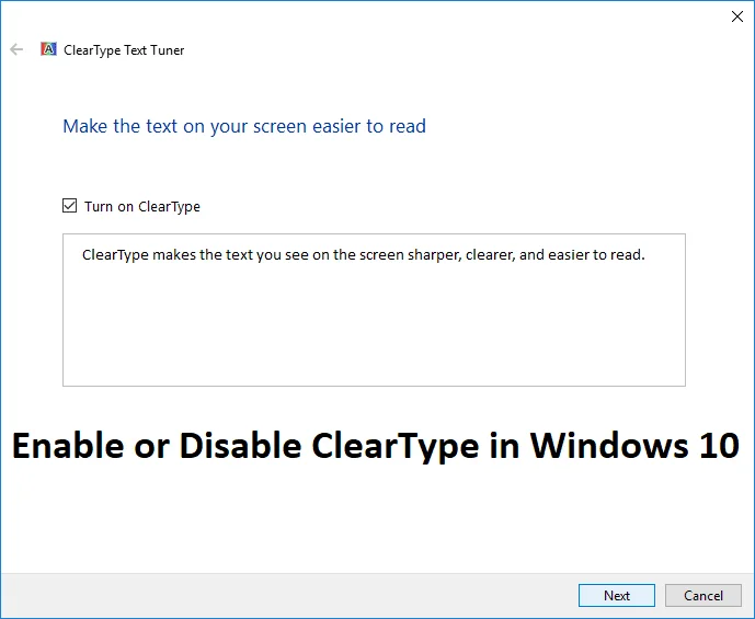 Schakel ClearType in of uit in Windows 10