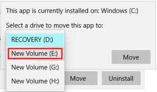 Geïnstalleerde programma's naar een andere schijf verplaatsen in Windows 10