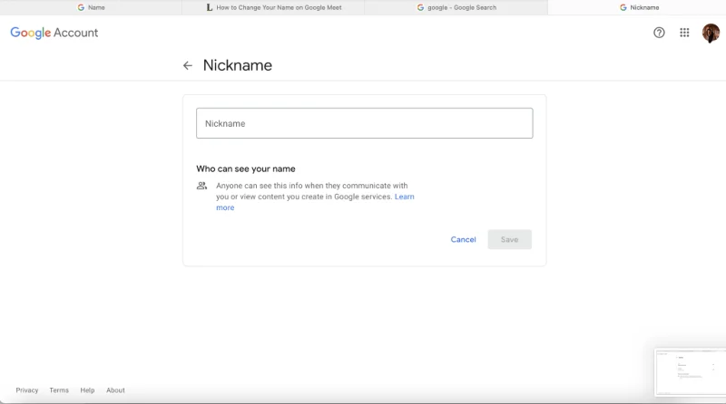 نحوه تغییر نام در Google Meet