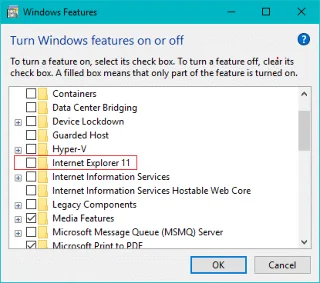 Internet Explorer verwijderen uit Windows 10