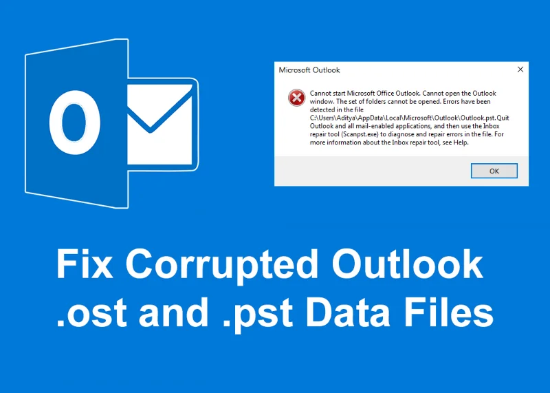 破損したOutlookの.ostおよび.pstデータファイルを修正する方法