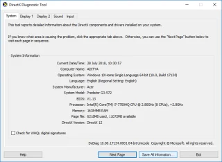 Het DirectX-diagnoseprogramma gebruiken in Windows 10