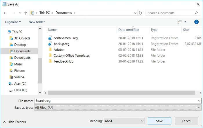 Wijzig de standaardmapweergave van zoekresultaten op Windows 10