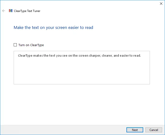 Schakel ClearType in of uit in Windows 10